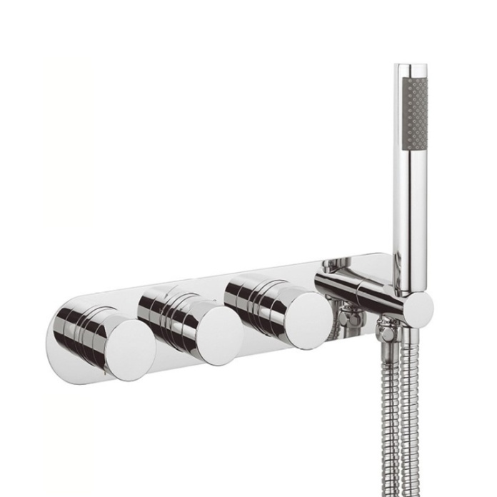 Product Cut out image of the Crosswater Drift 3 Outlet 2 Handle Thermostatic Shower Valve with Handset